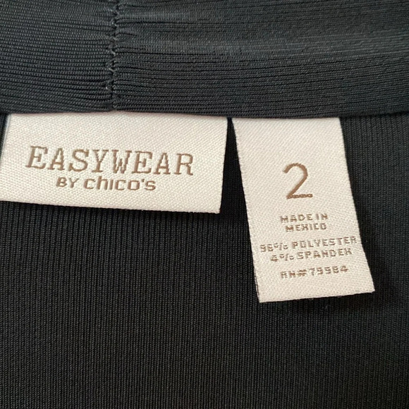 Easywear Chico’s Size 2 Open‎ Front Draped Cardigan Solid Black Chicos Large - Picture 6 of 9